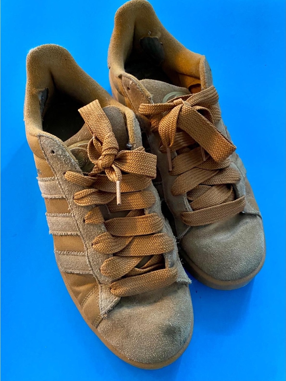 adidas Women’s Tan Suede Three-Stripe Sneakers